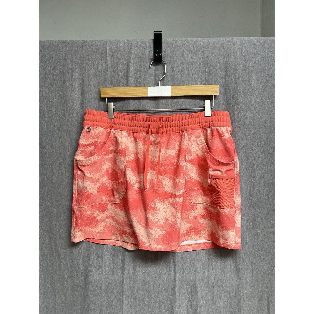 Columbia PFG Pull On Skort Skirt Women's Sz L Elastic Waist Pockets Polyester